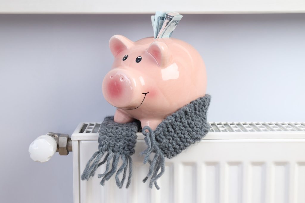 Concept of high costs of heating, heating season